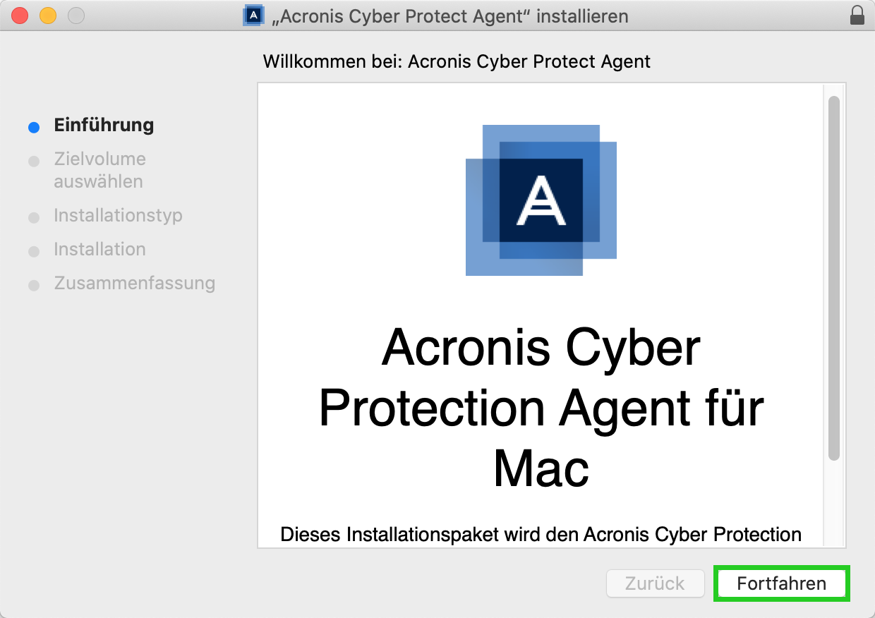 Mac-Agent - Fortfahren Mac-Agent - Fortfahren