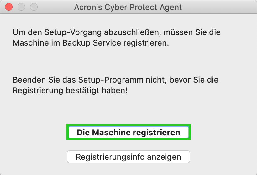 Mac-Agent - Registrieren Mac-Agent - Registrieren