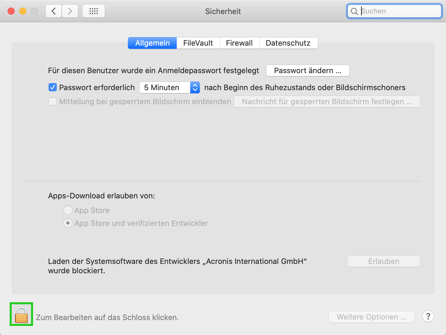 Mac-Agent - Schloss-Symbol Mac-Agent - Schloss-Symbol