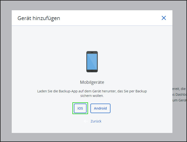 iOS-Agent - iOS auswählen iOS-Agent - iOS auswählen