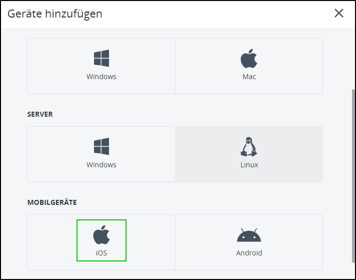 iOS agent - iOS Software auswählen iOS agent - iOS Software auswählen