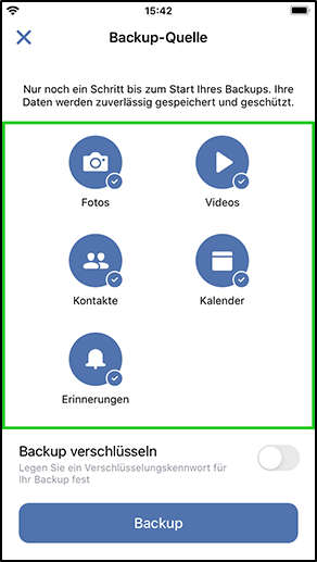 iOS-Agent - Was soll gesichert werden iOS-Agent - Was soll gesichert werden