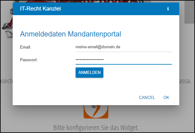 Widget anmelden Widget anmelden