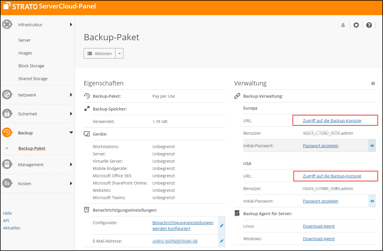 Zugriff in der Server Cloud Zugriff in der Server Cloud