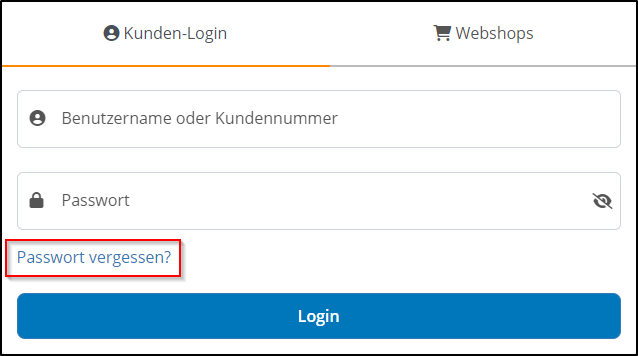 Kunden-Login - Passwort vergessen (klein) Kunden-Login - Passwort vergessen (klein)