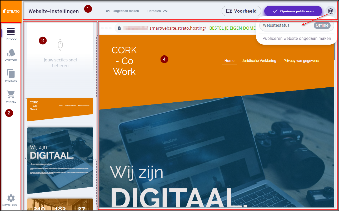 Website-editor gebieden Website-editor gebieden
