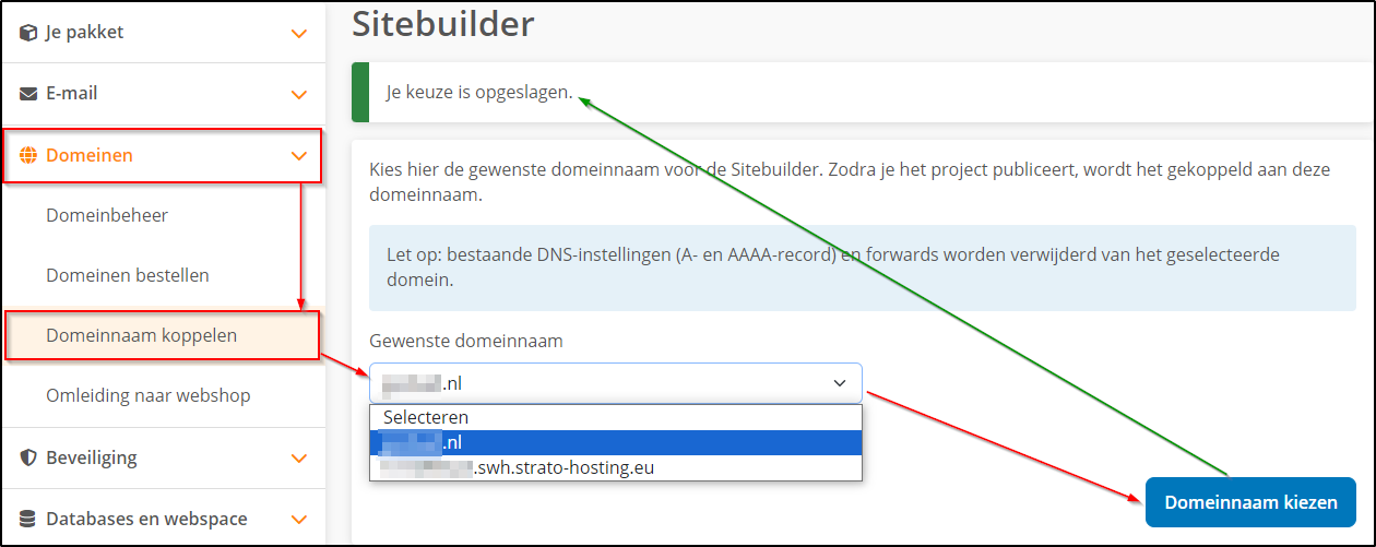 Sitebuilder Domeinnaam kopp Sitebuilder Domeinnaam kopp