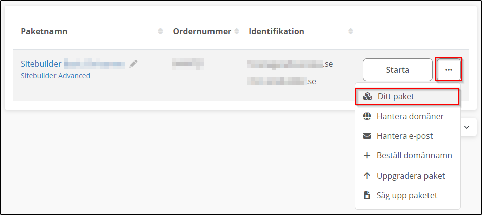 Kundinloggning Ditt paket Kundinloggning Ditt paket