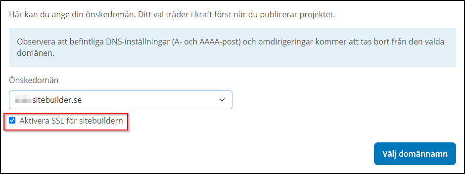 Sitebuilder Vaelj oenskedomaen SSL Sitebuilder Vaelj oenskedomaen SSL
