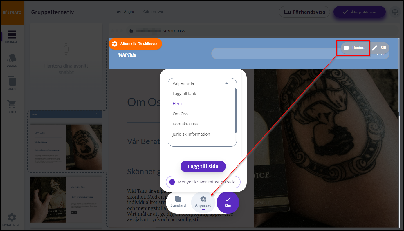 Sidor navigering Sidor navigering