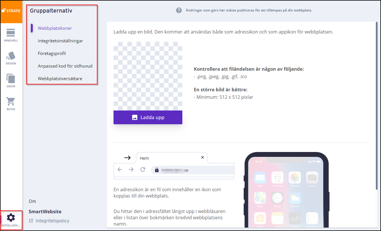 Redigeraren instaellningar Redigeraren instaellningar