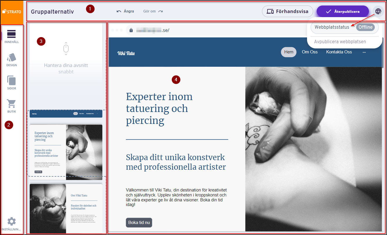 Redigeraren omraden Redigeraren omraden