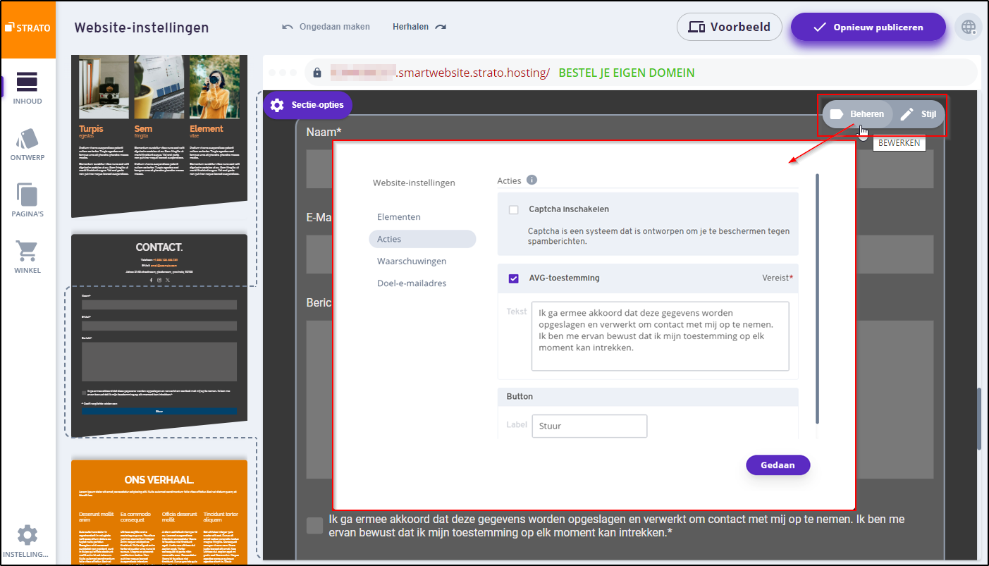 Inhoud - Element beheren Inhoud - Element beheren