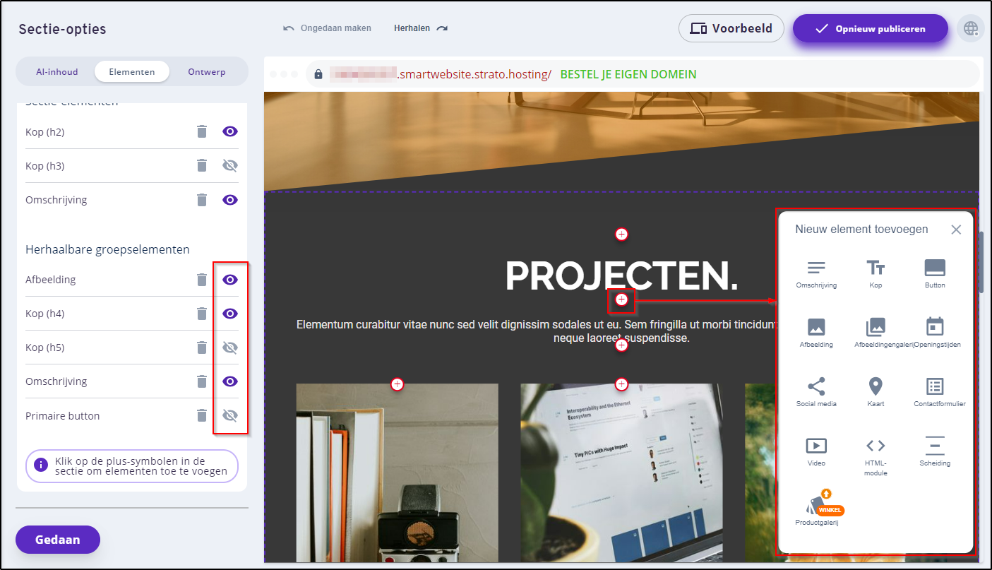 Inhoud - Element toevoegen Inhoud - Element toevoegen