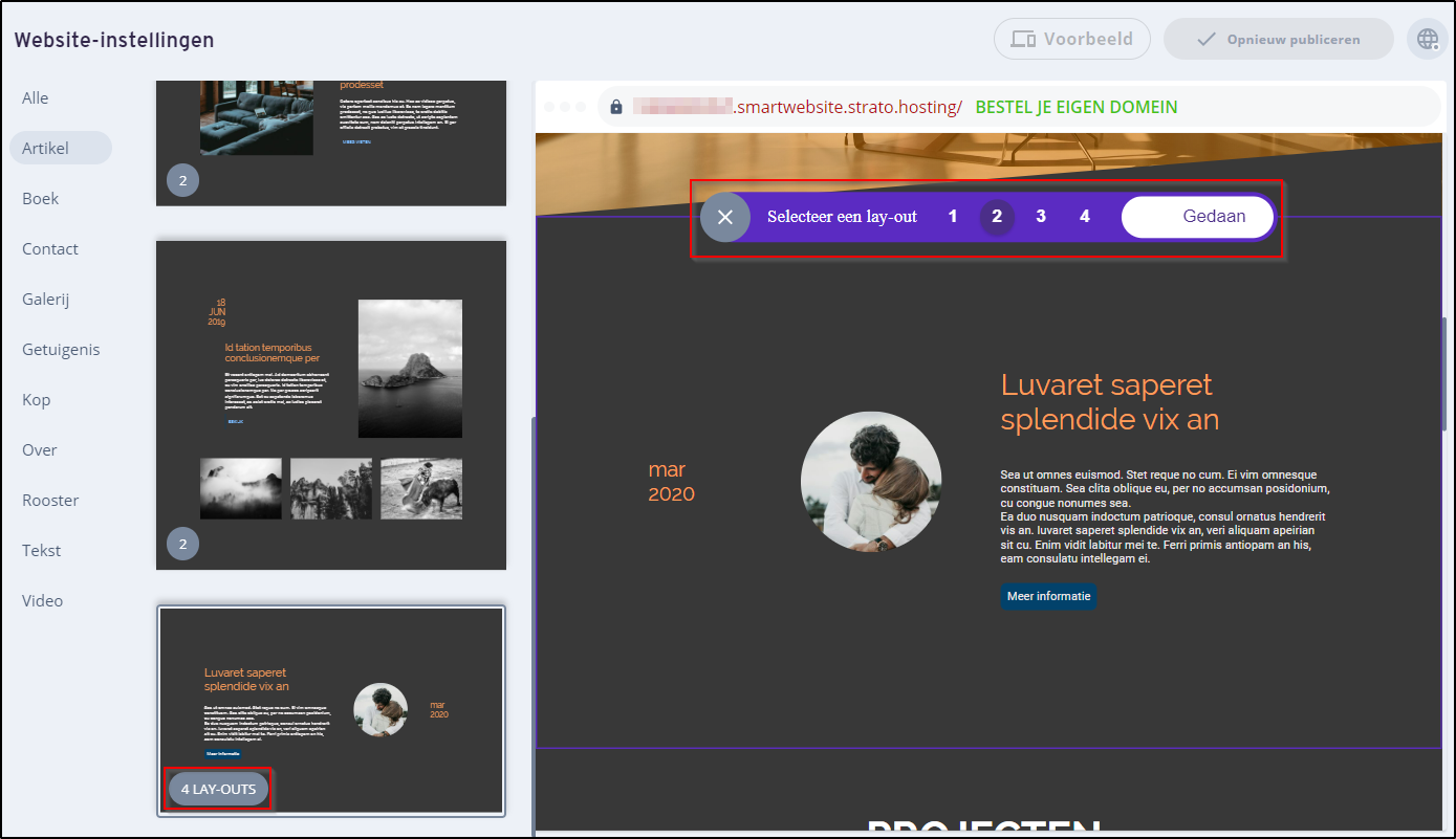Inhoud - Sectie selecteren Inhoud - Sectie selecteren