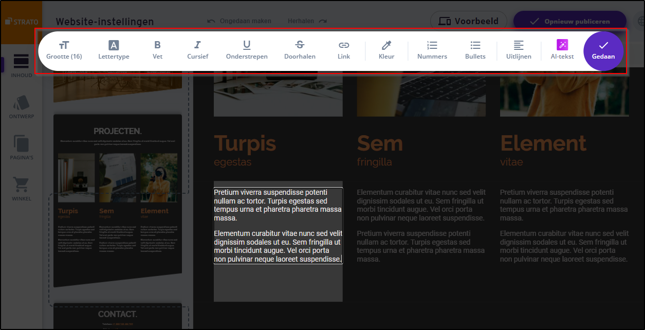 Inhoud - Tekst bewerken Inhoud - Tekst bewerken