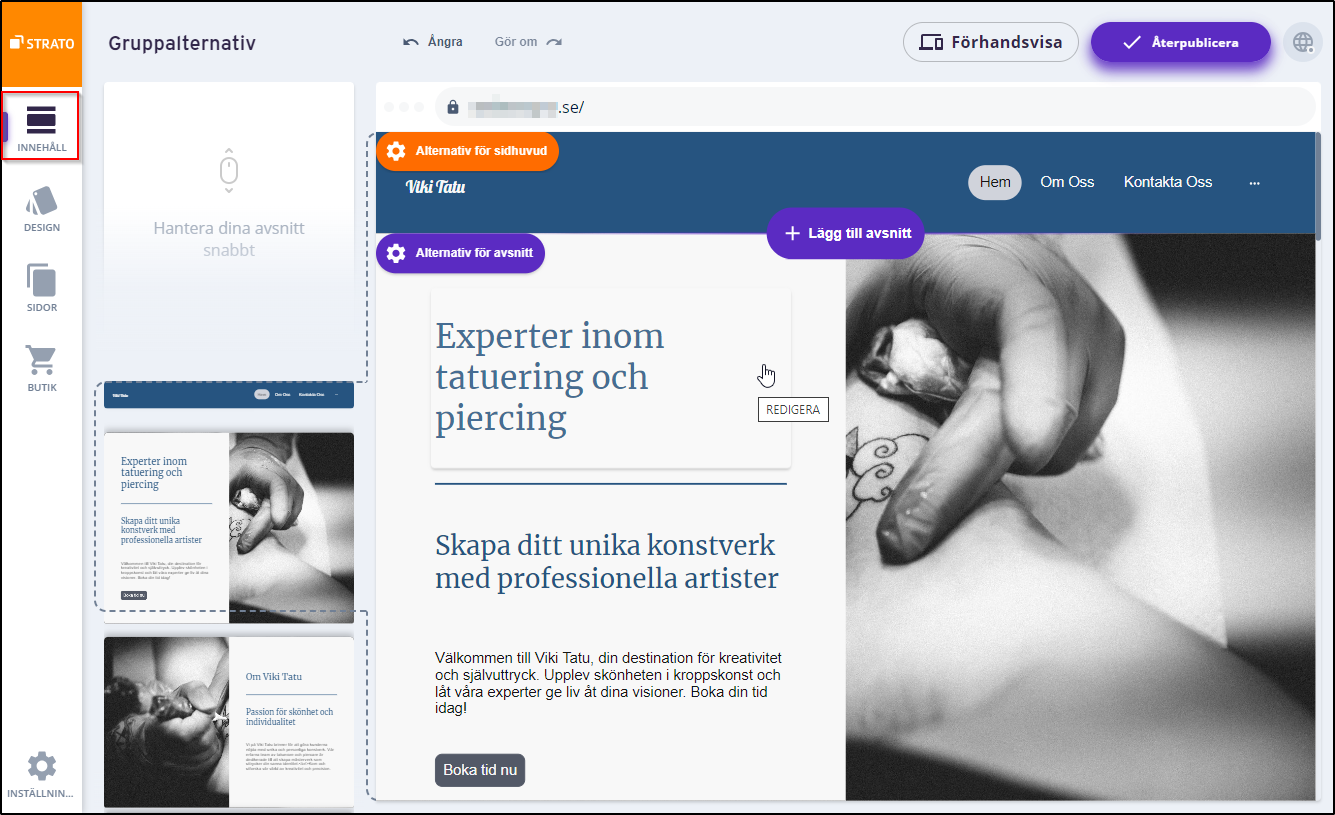 SmartWebsite Innehall SmartWebsite Innehall