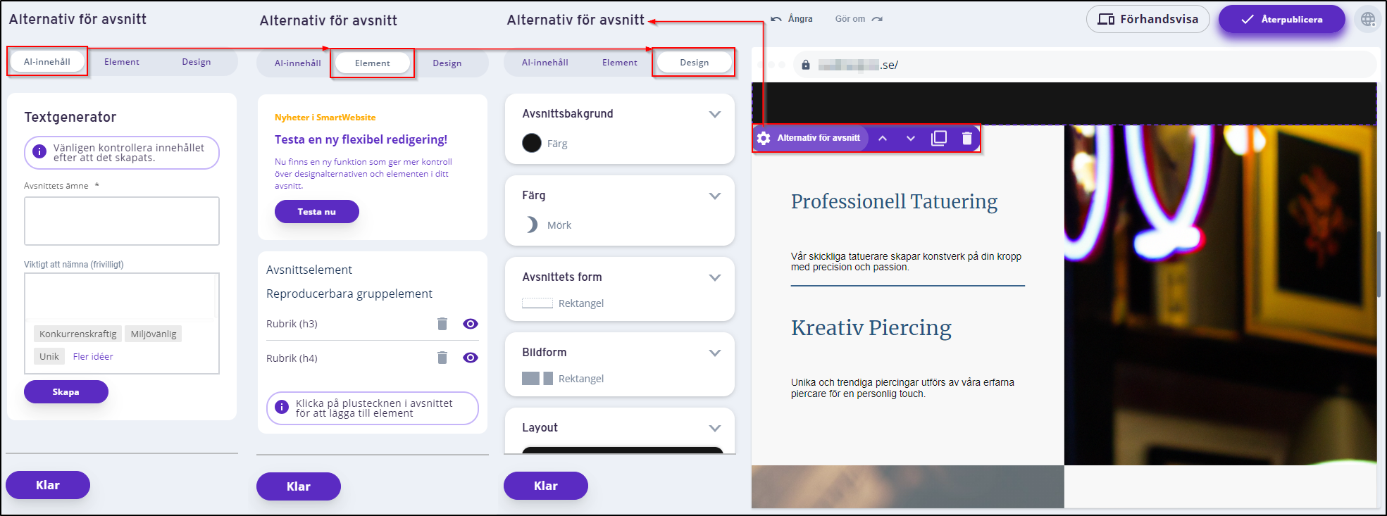 Innehall - Alternativ for avsnitt Innehall - Alternativ for avsnitt