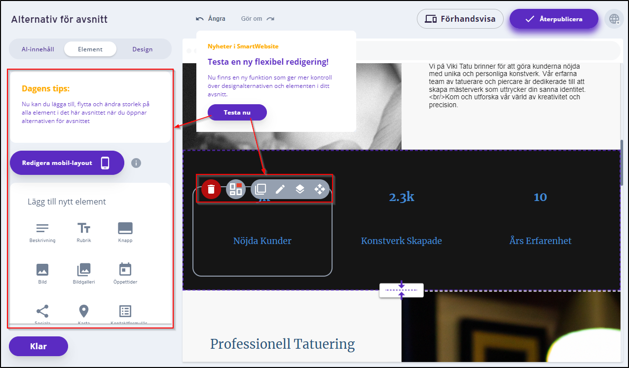 Innehall - flexibel bearbetning Innehall - flexibel bearbetning
