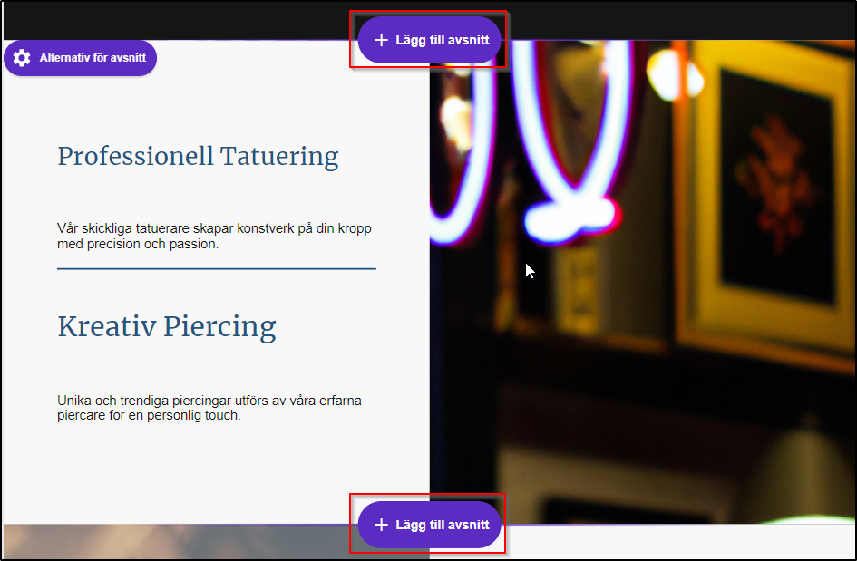 Innehall - laegg till avsnitt Innehall - laegg till avsnitt
