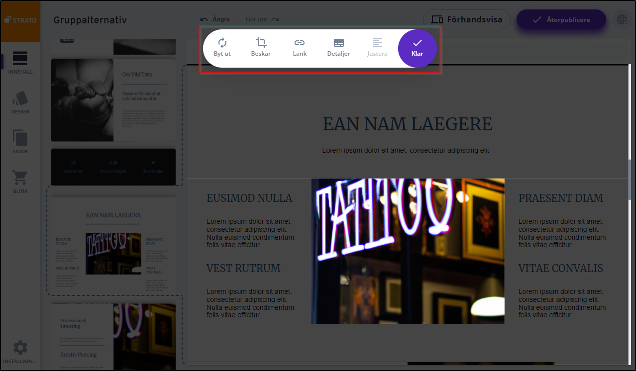 Innehall - redigera bild Innehall - redigera bild