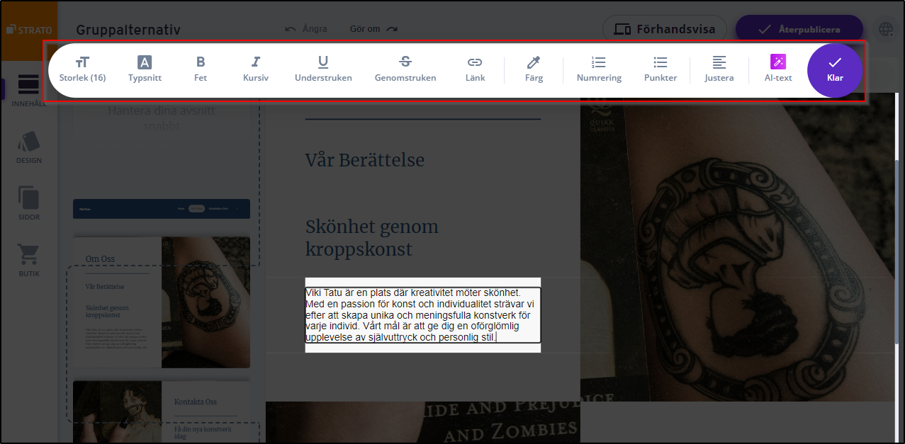 Innehall - redigera text Innehall - redigera text