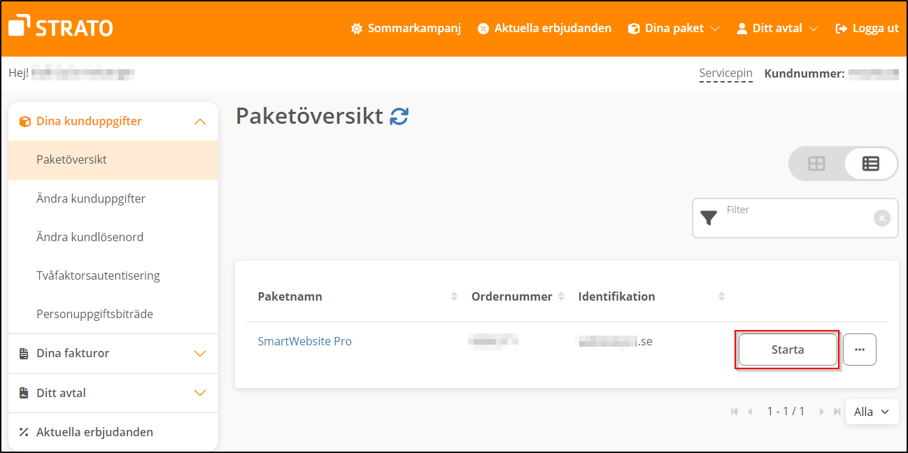 Starta SmartWebsite 1 Starta SmartWebsite 1