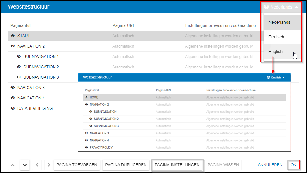 Websitestructuur Taal Websitestructuur Taal