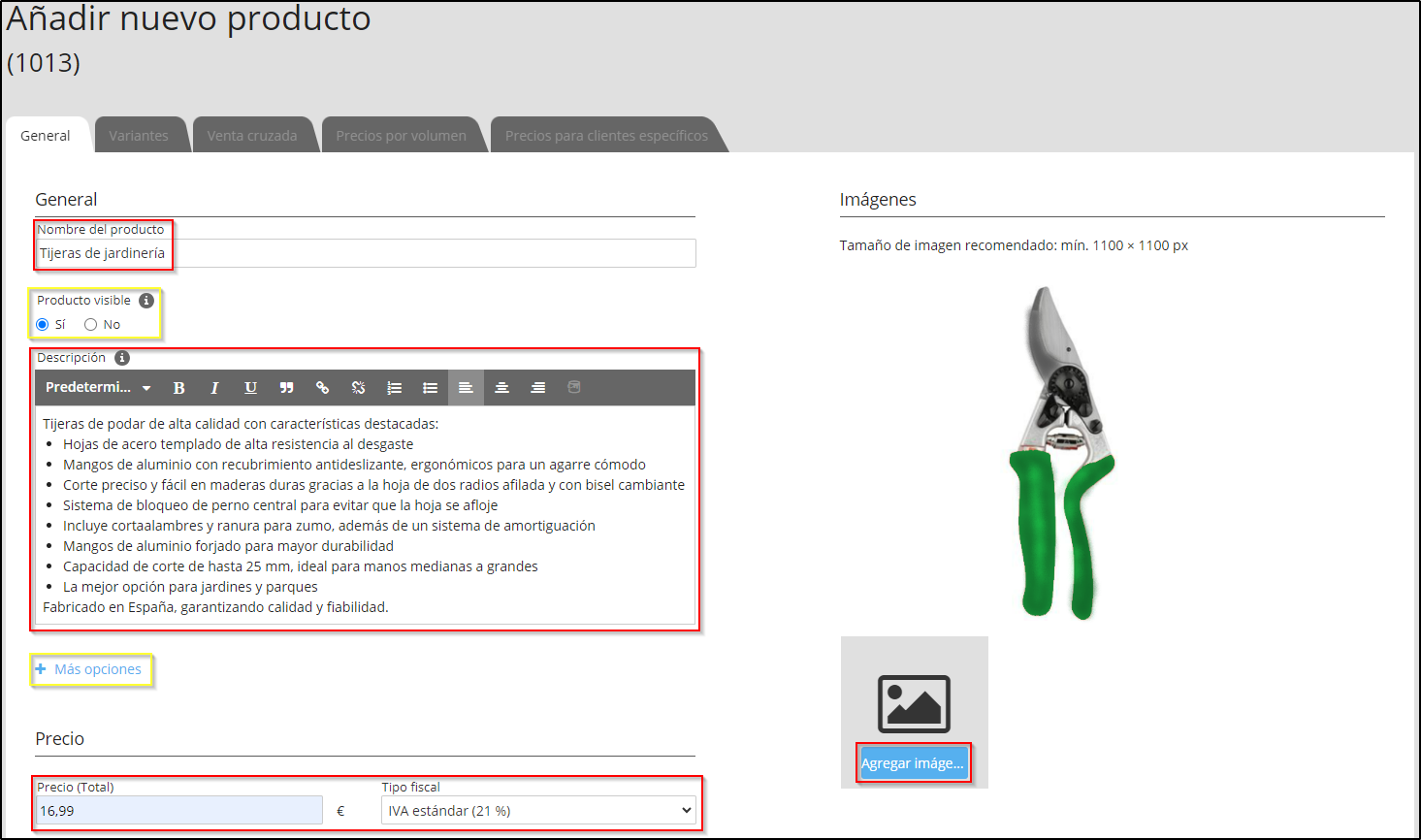 Datos de producto Datos de producto