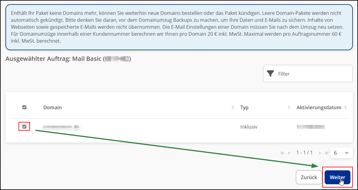 Internen Domainumzug (Splittung) durchführen | STRATO