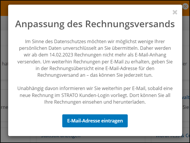 Anpassung des Rechnungsversands Anpassung des Rechnungsversands
