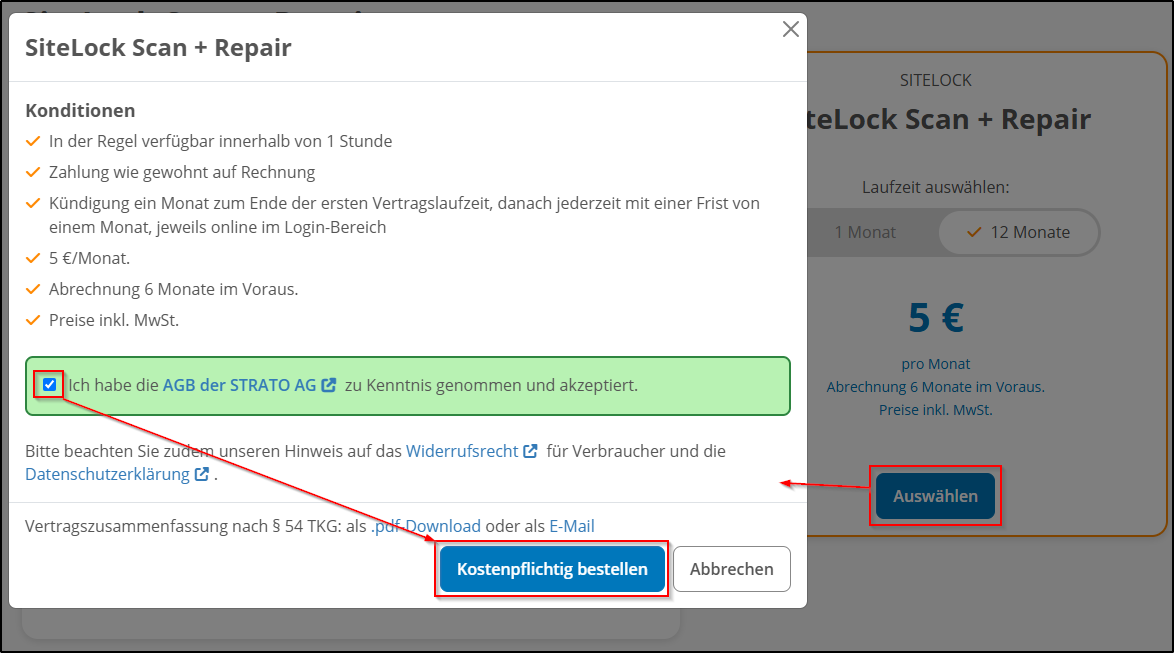 SiteLock bestellen