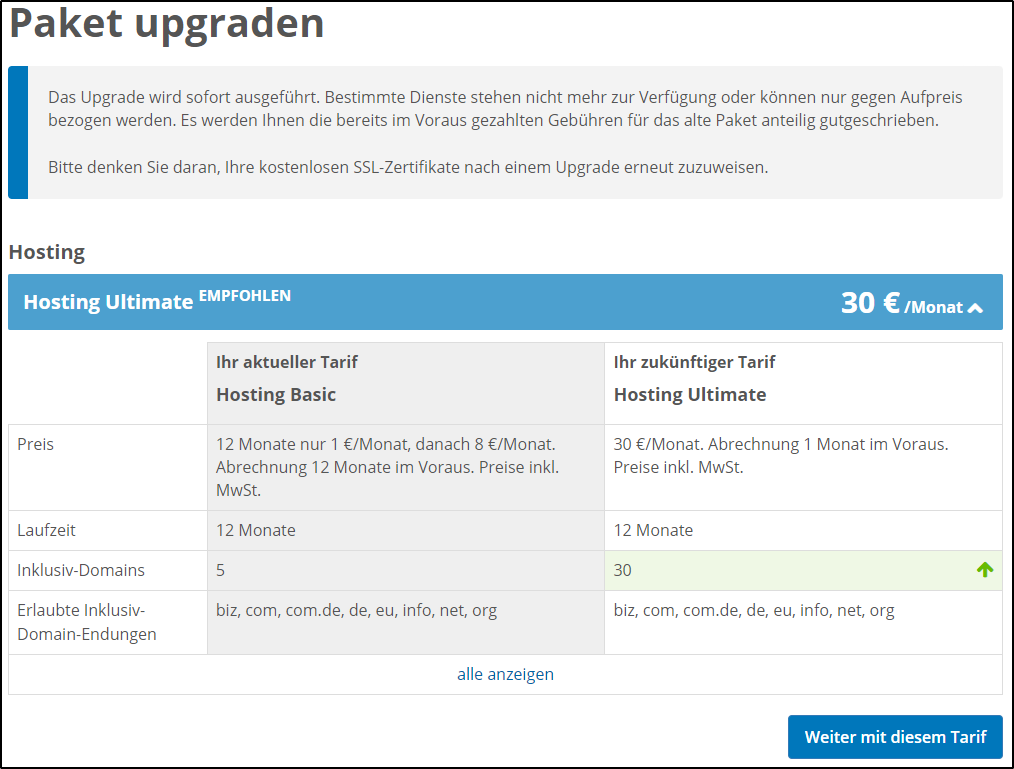 Neues Paket waehlen Neues Paket waehlen