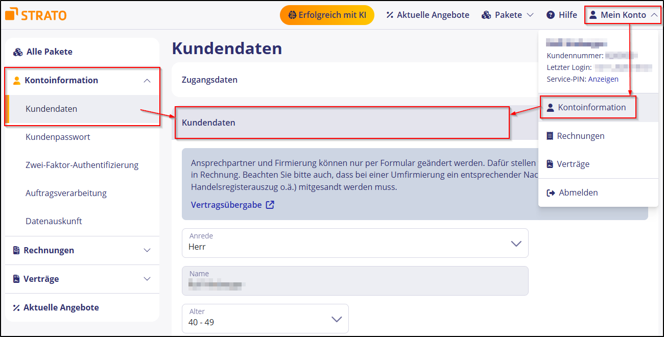 Kundendaten ändern Kundendaten ändern