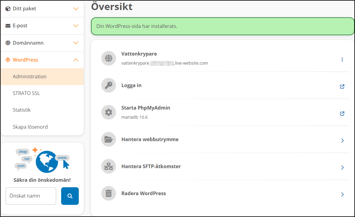 Installation klar Installation klar