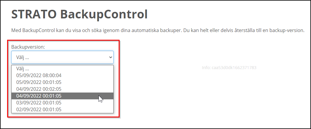 STRATO BackupControl STRATO BackupControl