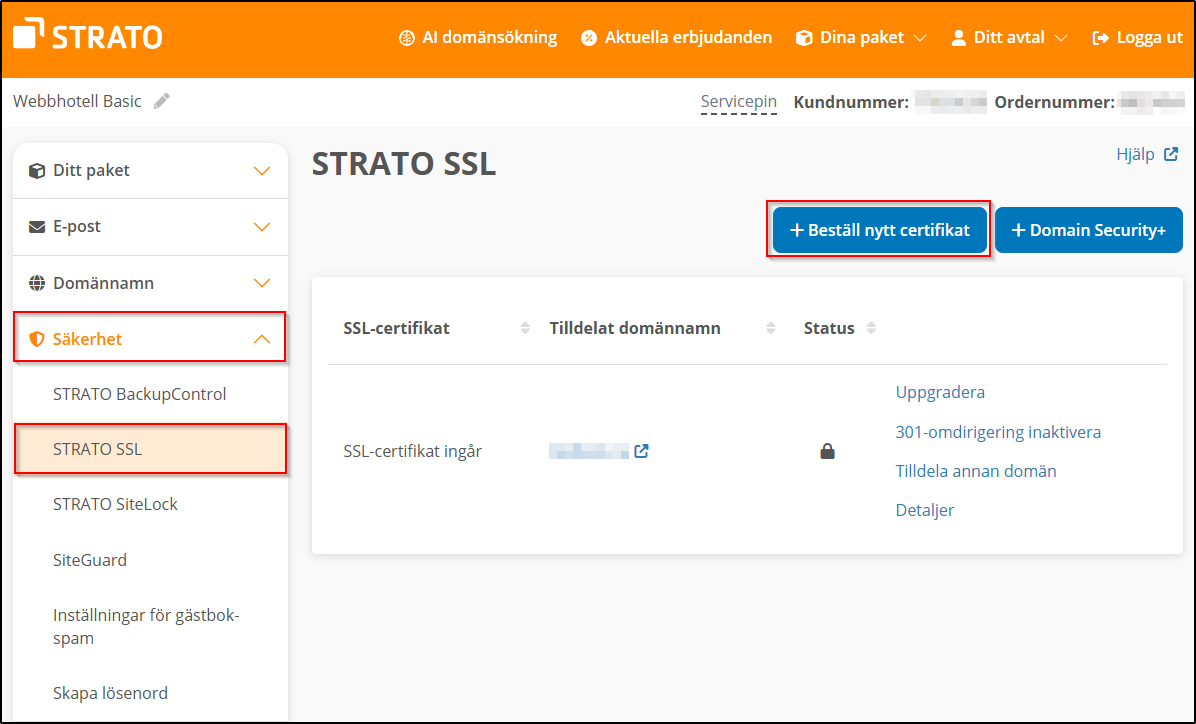 Bestaell nytt SSL-certifikat Bestaell nytt SSL-certifikat