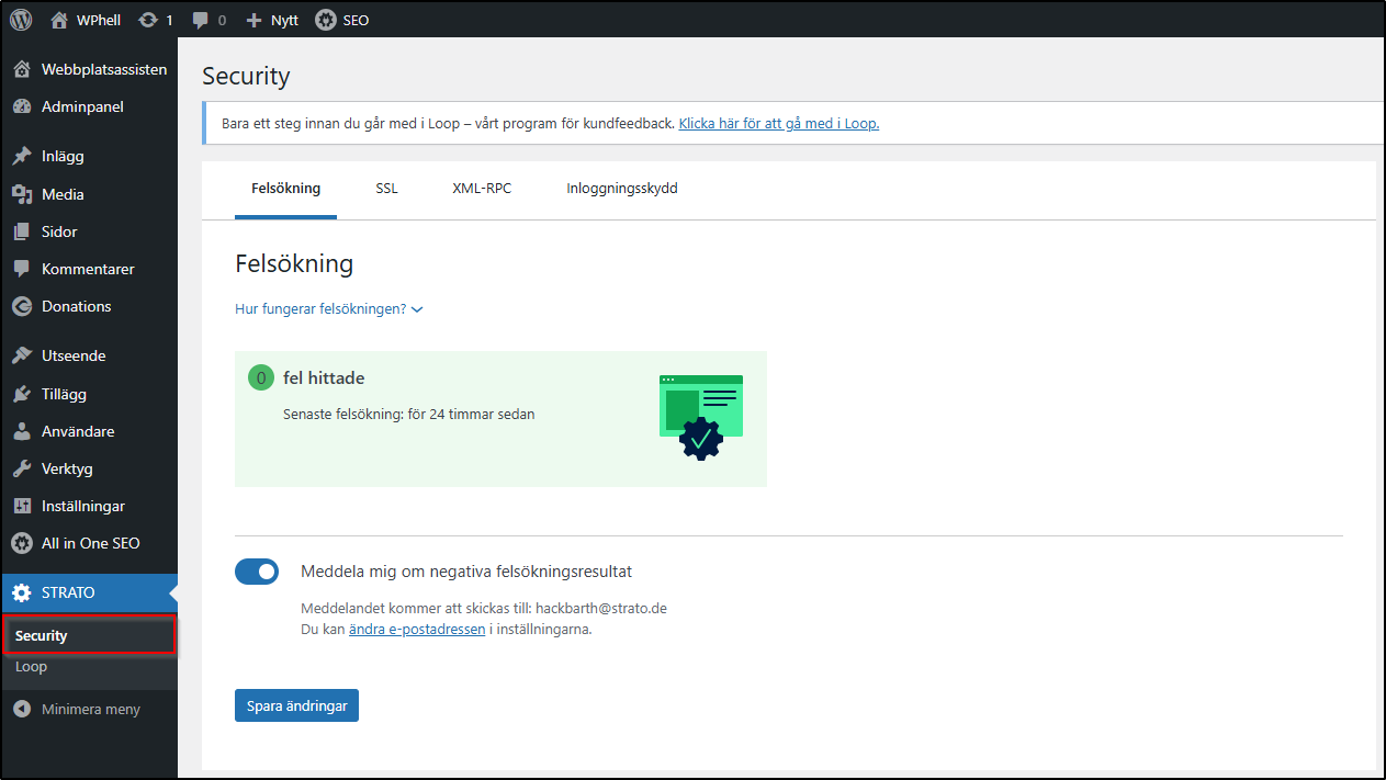 WordPress Felsoekning WordPress Felsoekning