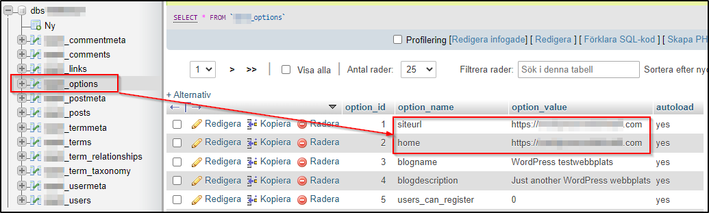 PhpMyAdmin options PhpMyAdmin options