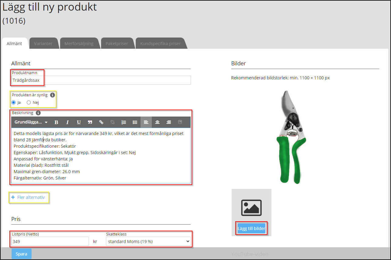 Produktdata Produktdata