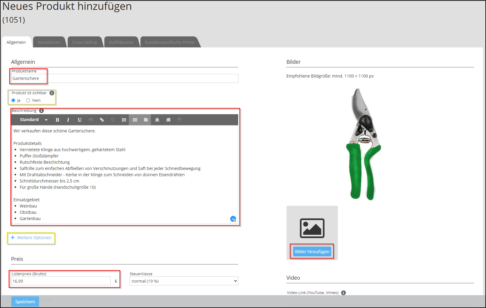 Webshop: Produktdaten Webshop: Produktdaten