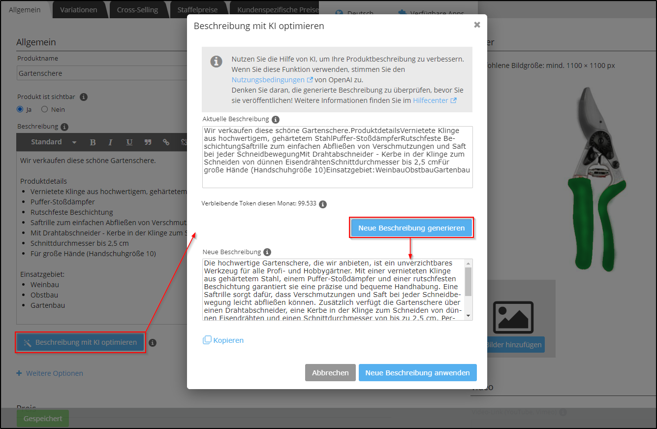 Webshop: KI-Produkttext Webshop: KI-Produkttext