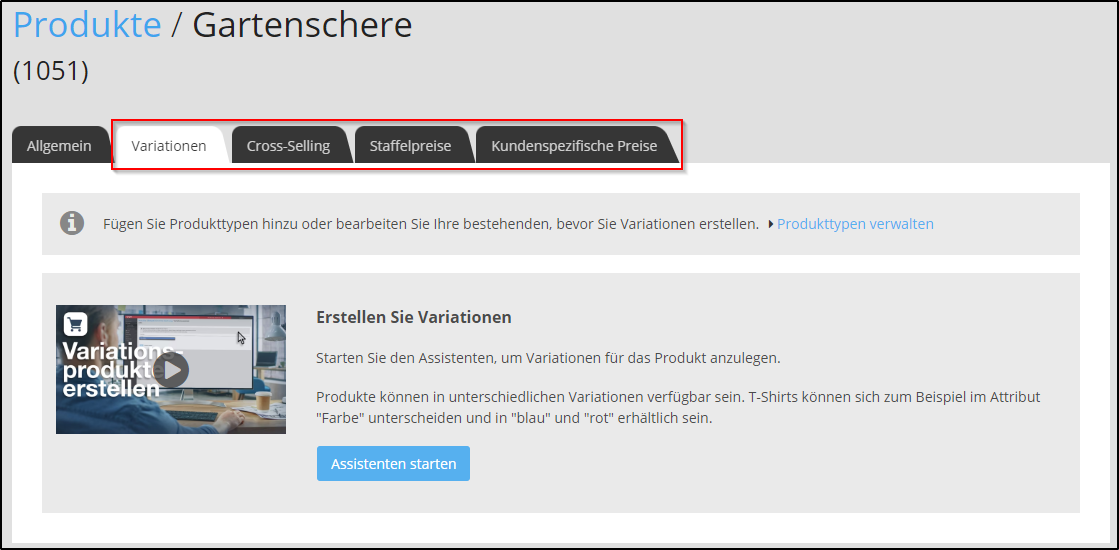 Webshop: weitere Produkteinstellungen Webshop: weitere Produkteinstellungen