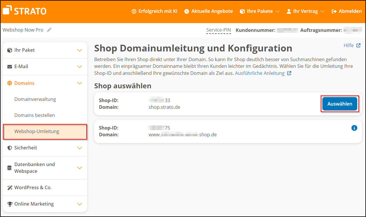 Webshop-Umleitung Webshop-Umleitung