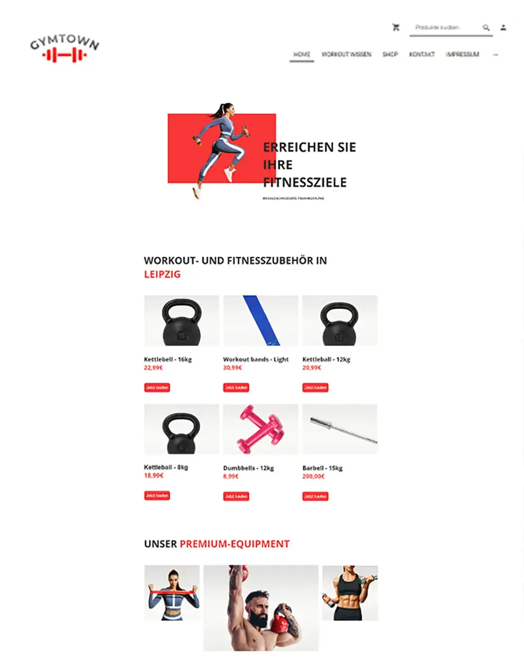 Screen: Beispiel Design Fitness-Equipment